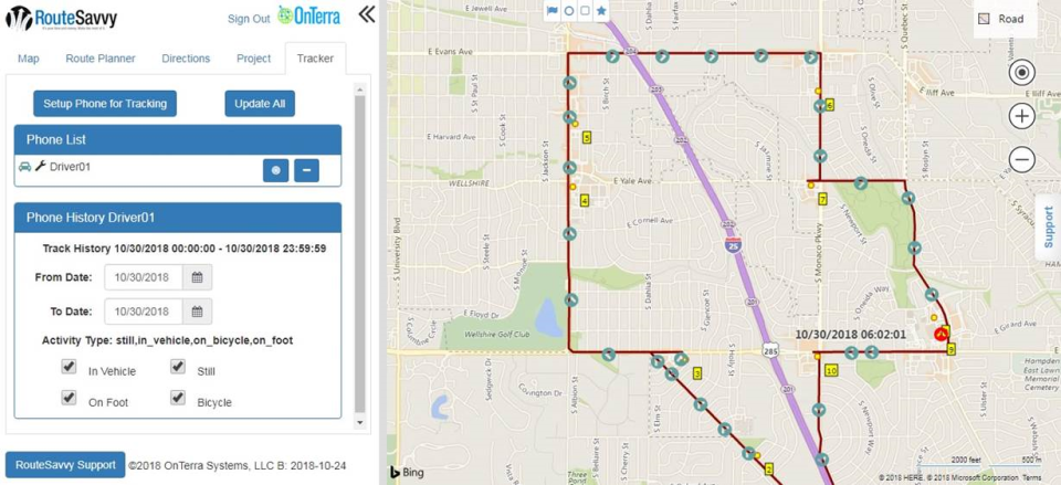 screenshot of RouteSavvy