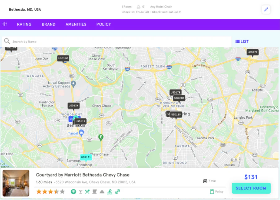 screenshot of Routespring