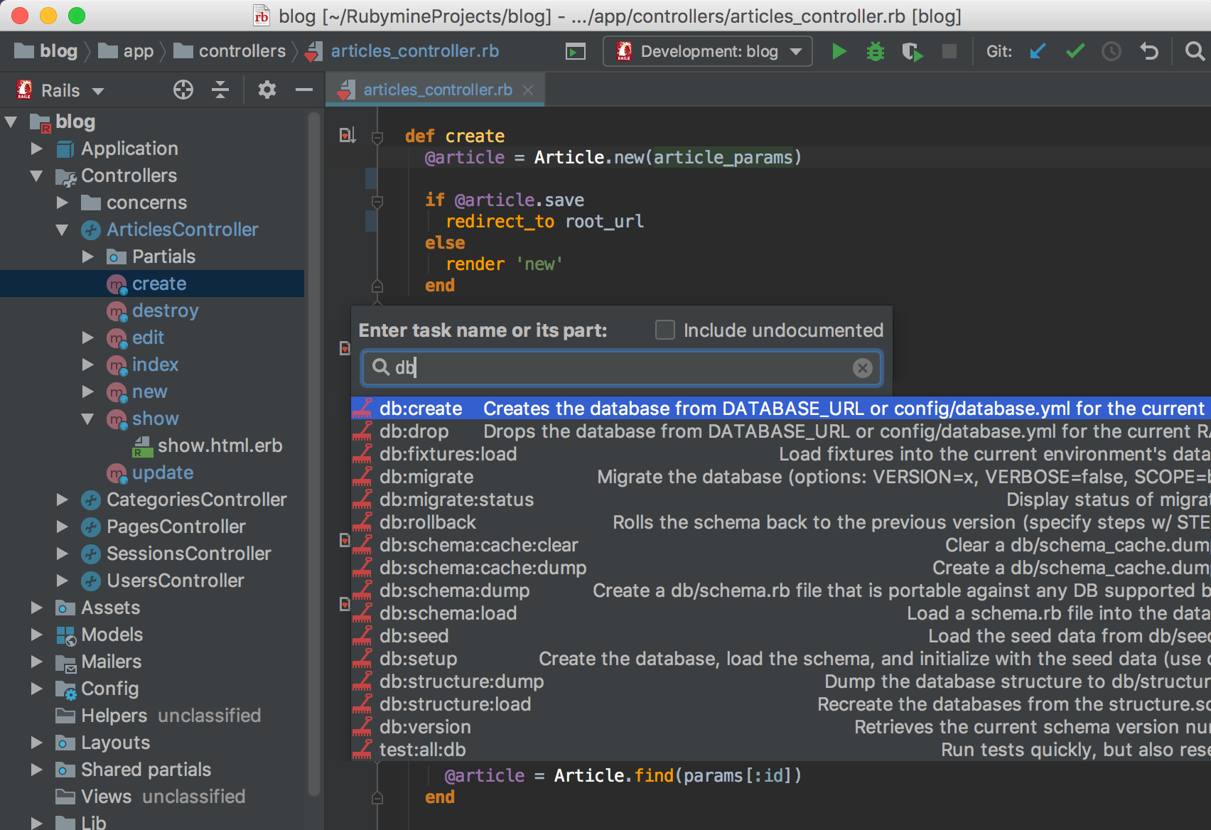 screenshot of RubyMine