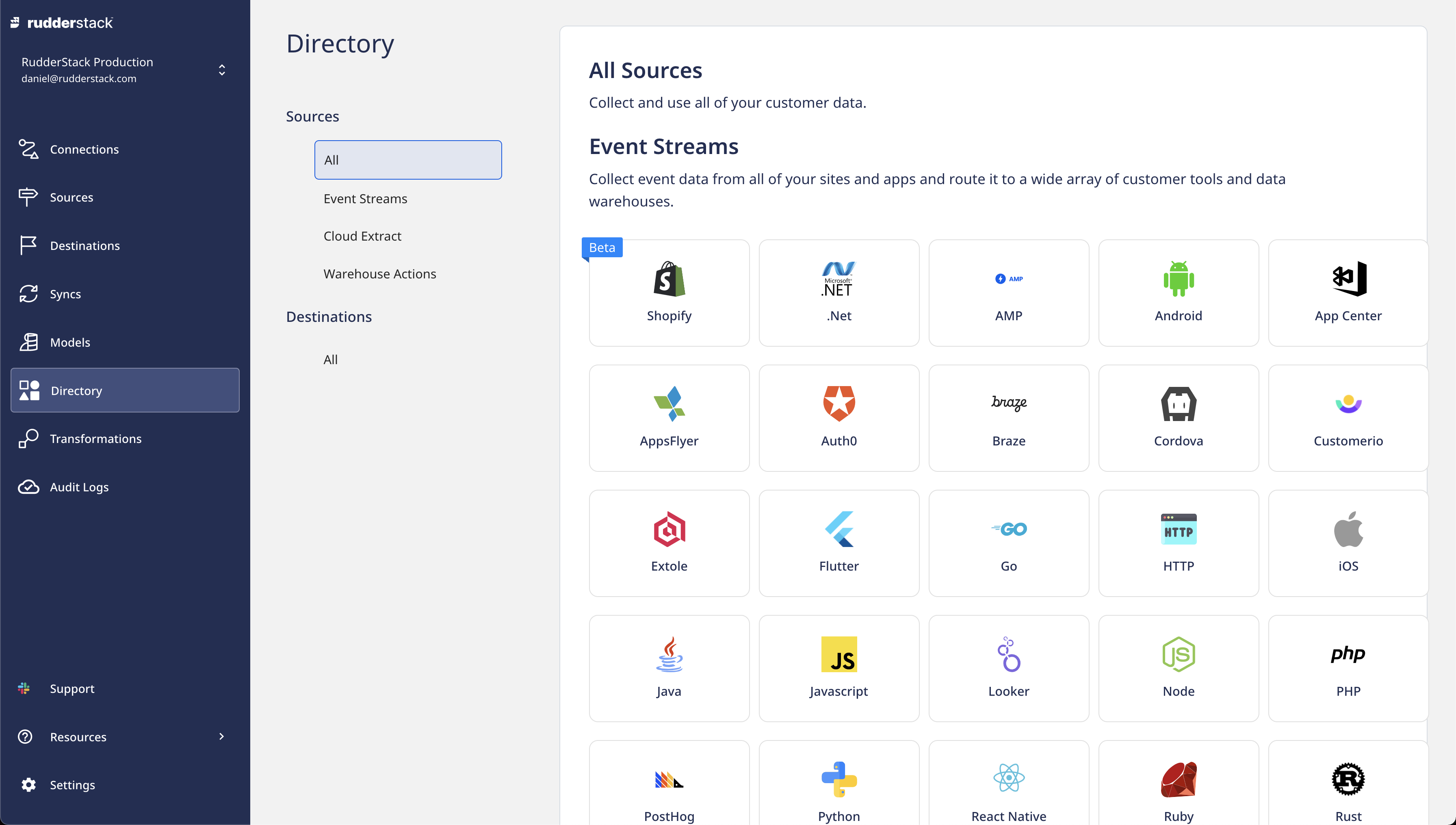 screenshot of RudderStack