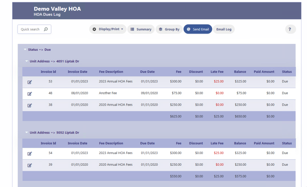 screenshot of RunHOA