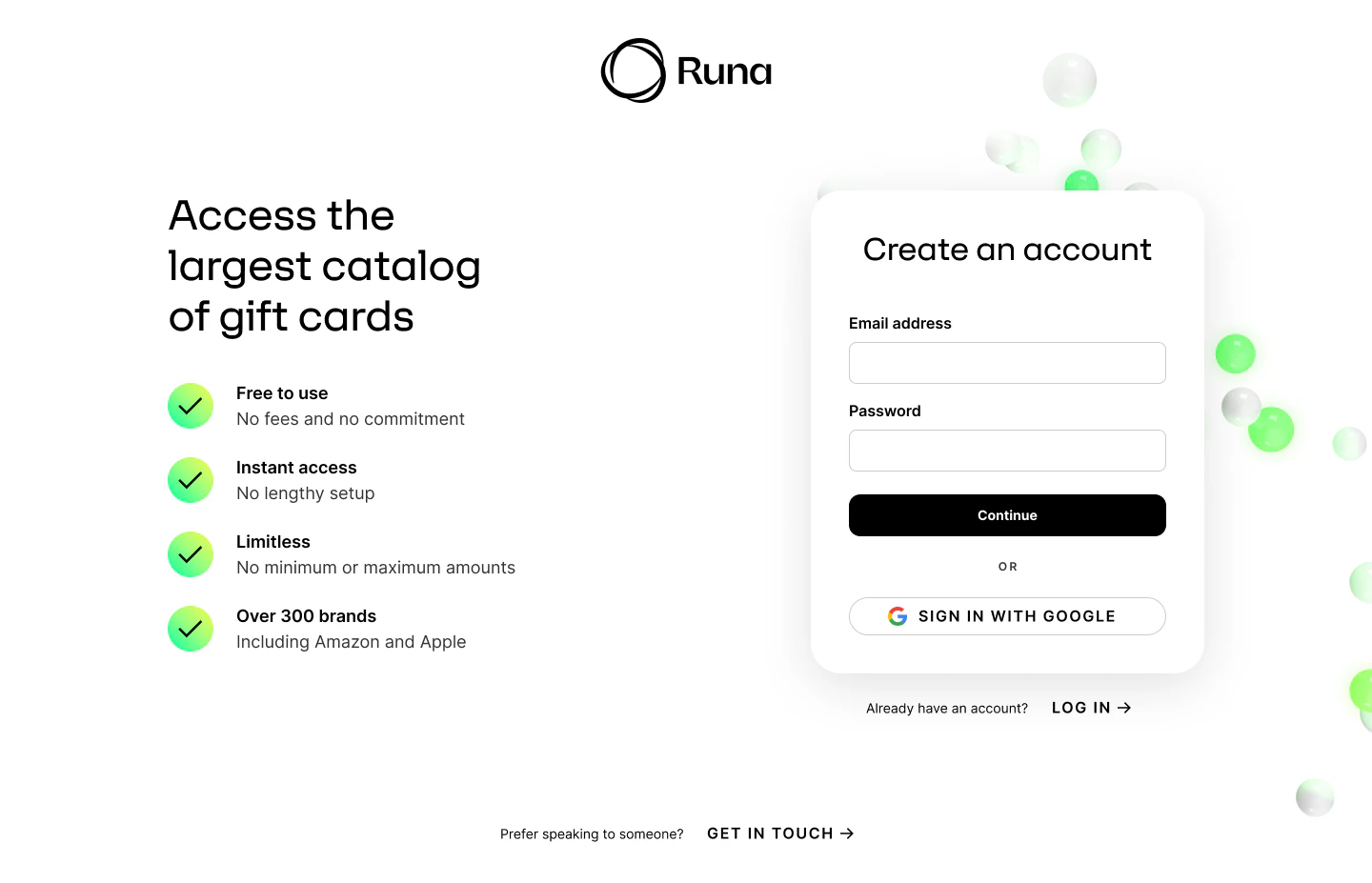 screenshot of Runa