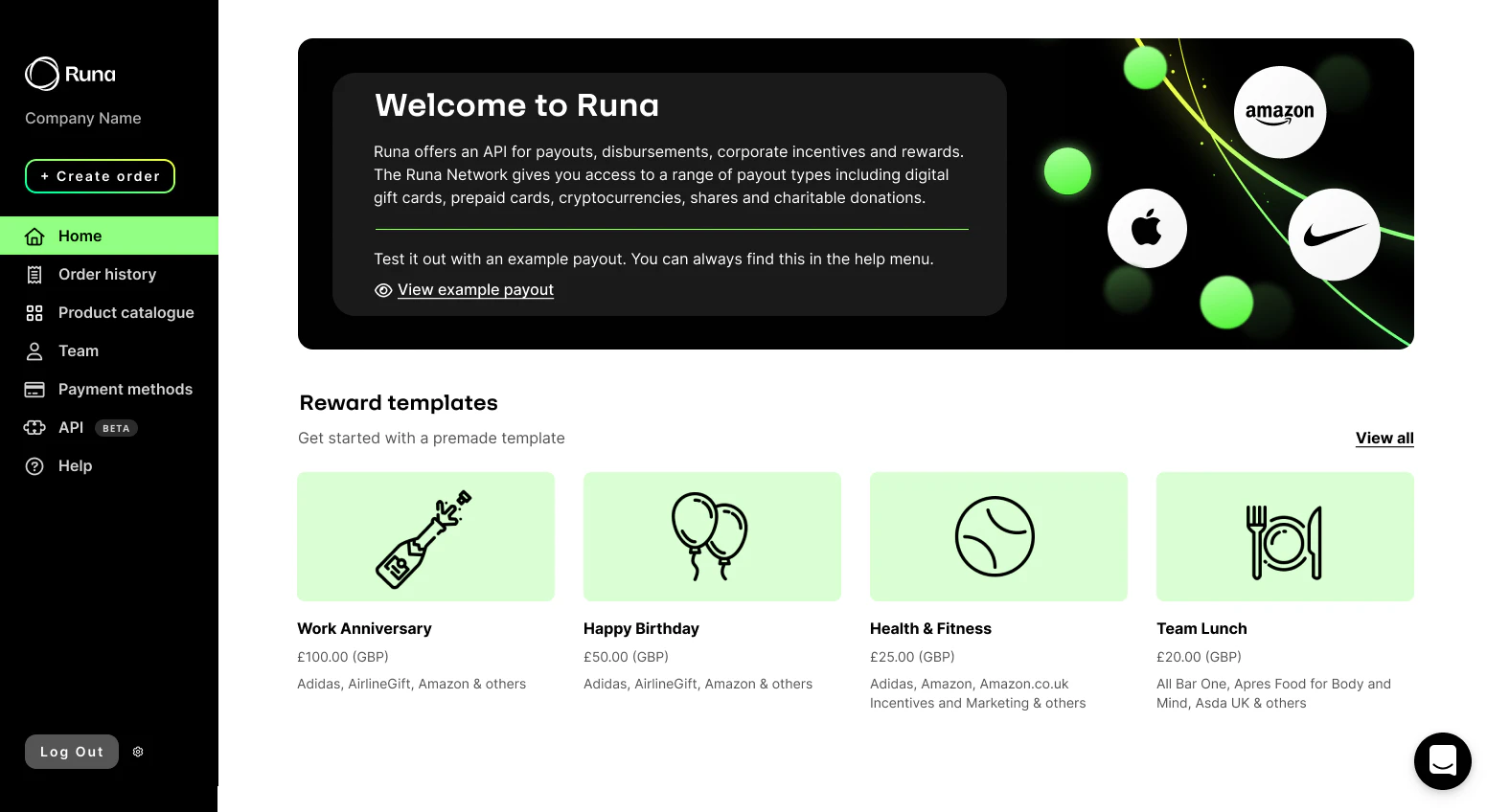 screenshot of Runa