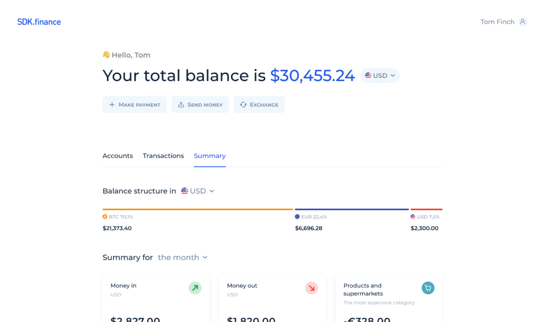 screenshot of SDK.finance