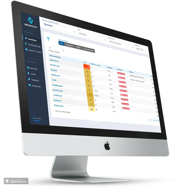 screenshot of SEMSCOUT