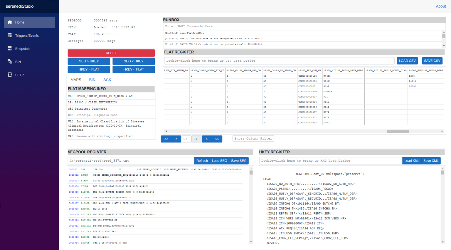 screenshot of SERENEDI