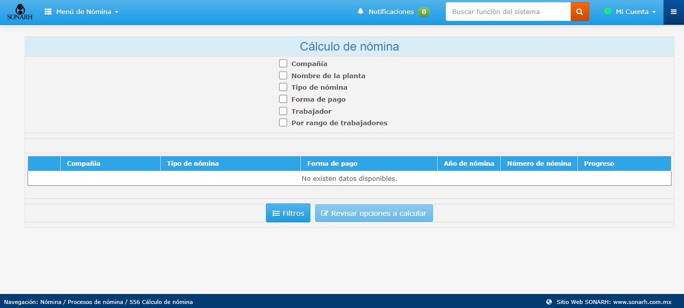 screenshot of SONARH