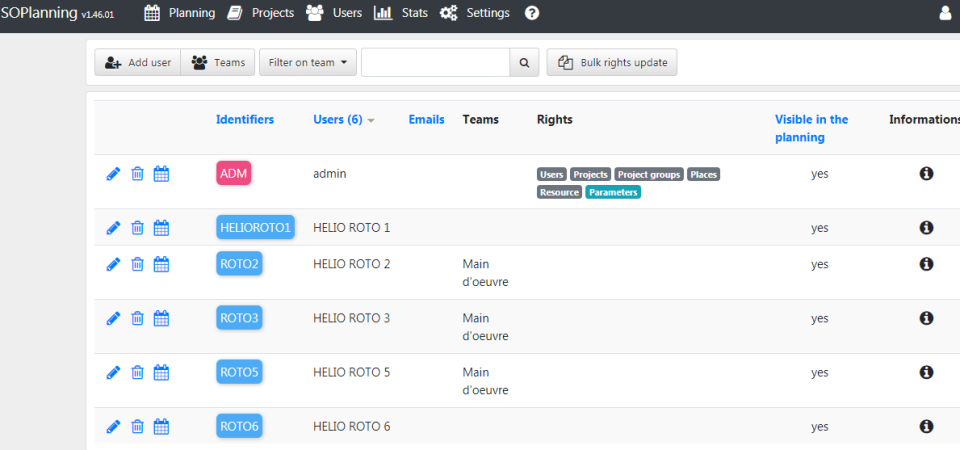 screenshot of SOPlanning
