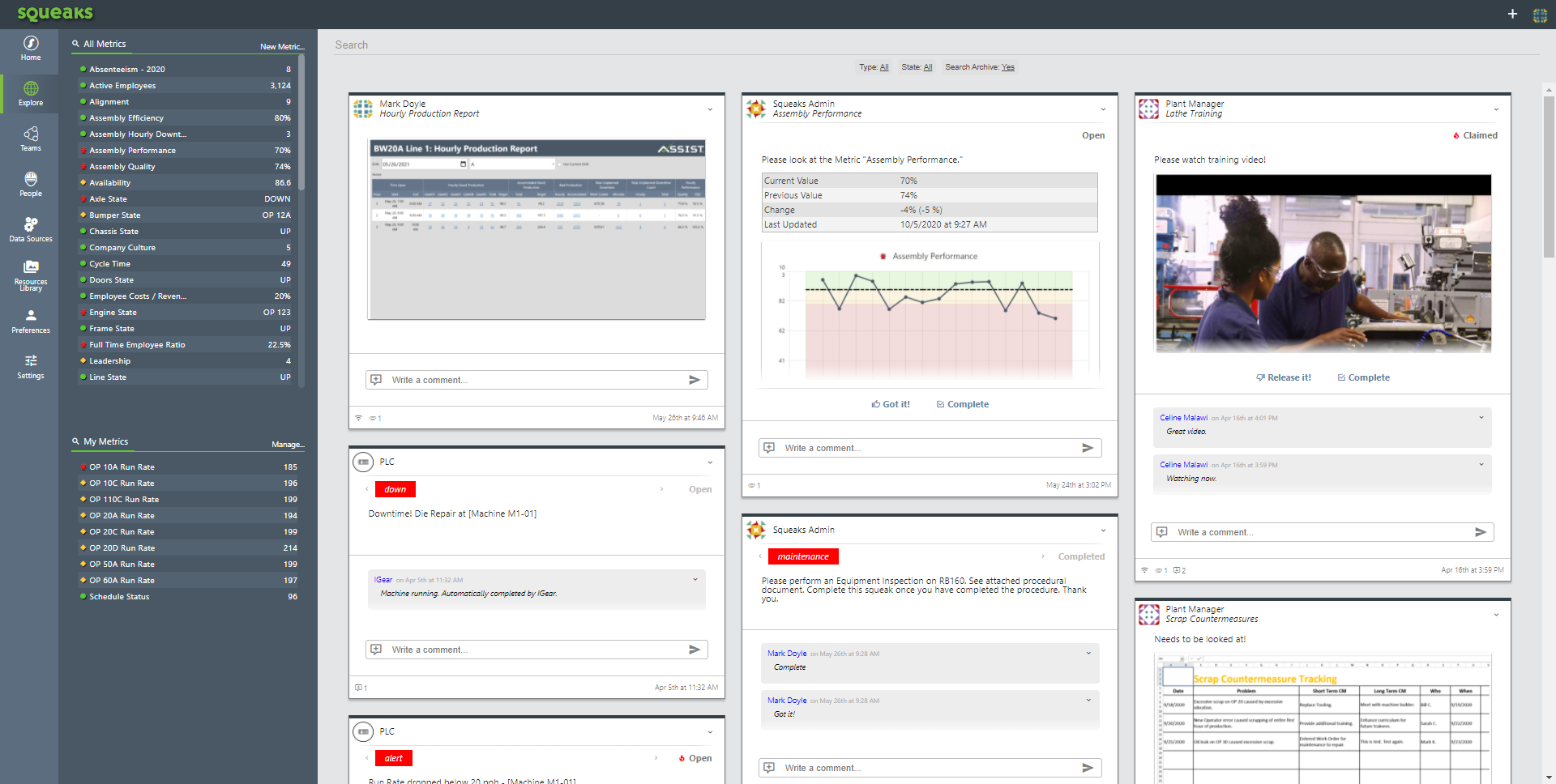 screenshot of SQUEAKS