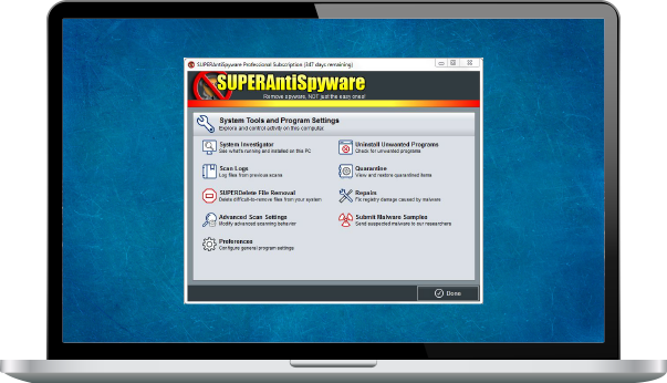 screenshot of SUPERAntiSpyware