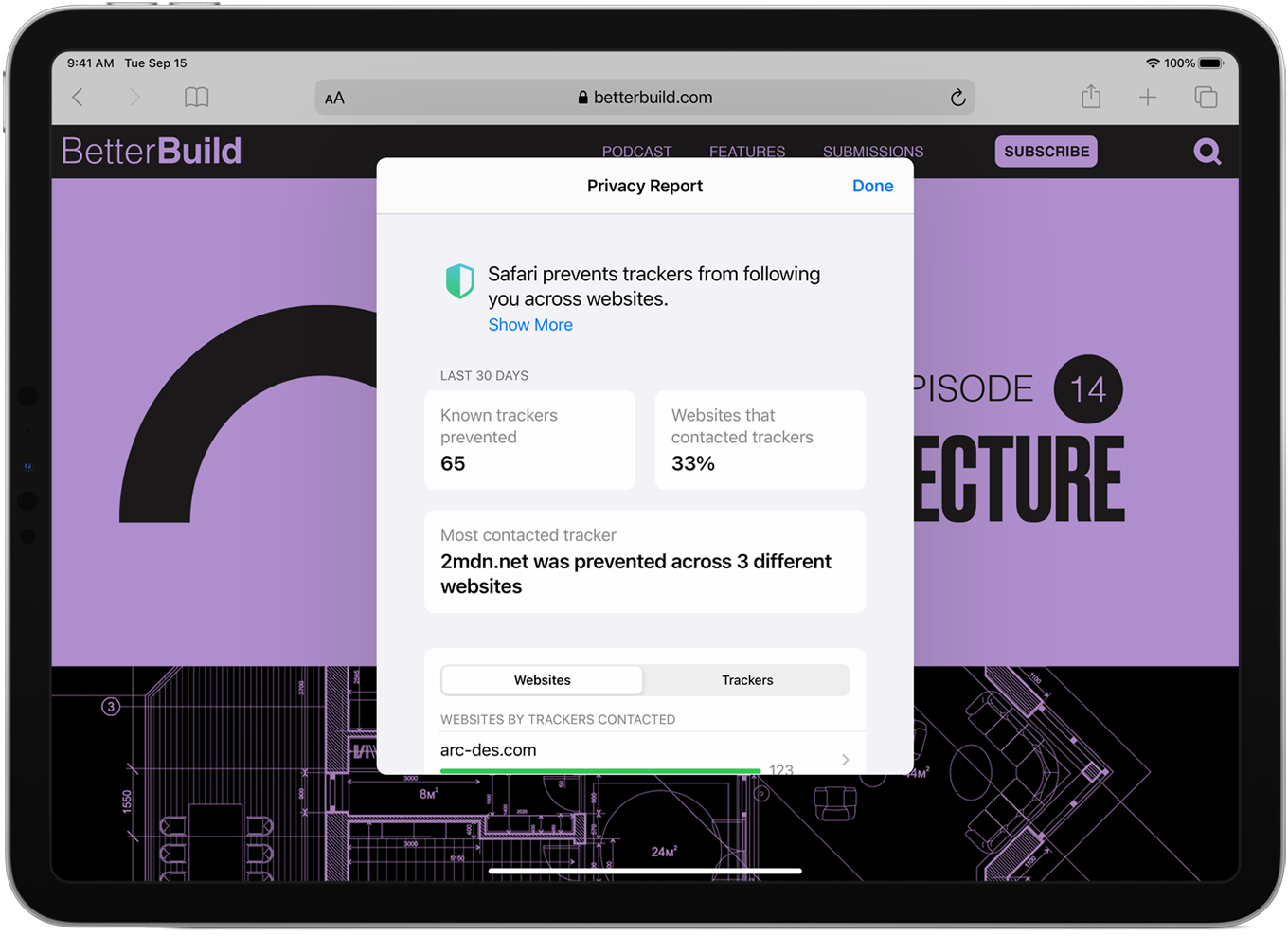 screenshot of Safari