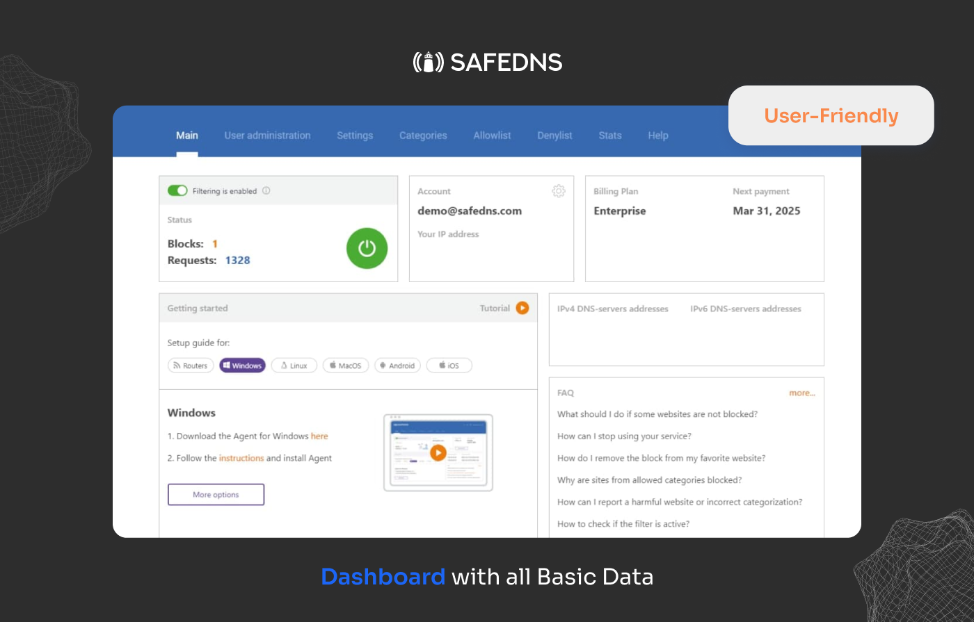 screenshot of SafeDNS