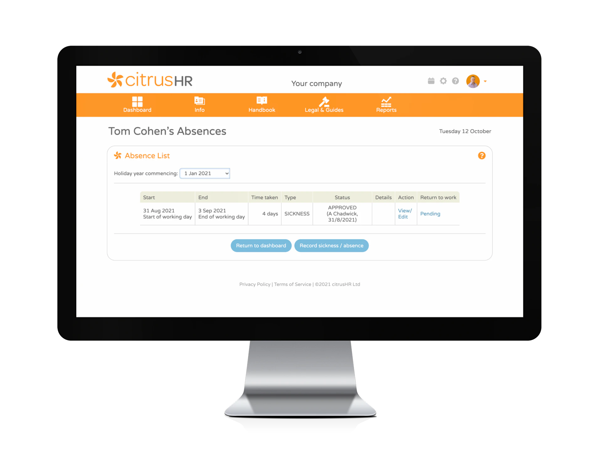 screenshot of SafeHR