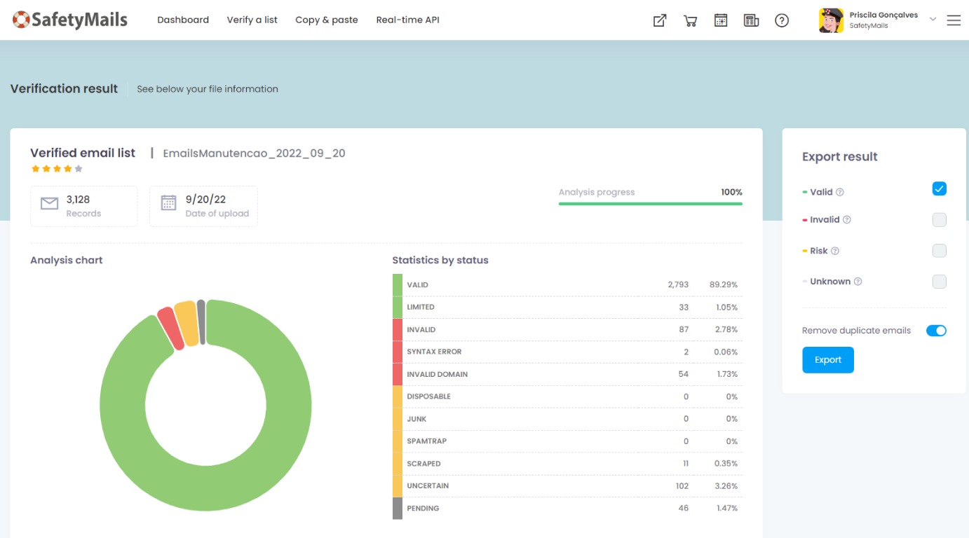 screenshot of SafetyMails