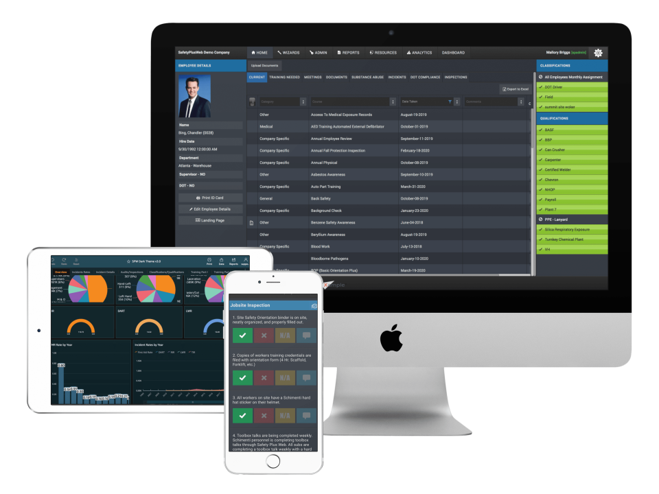 screenshot of SafetyPlusWeb