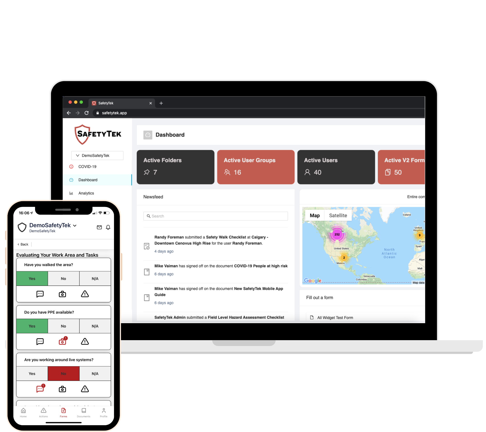 screenshot of SafetyTek