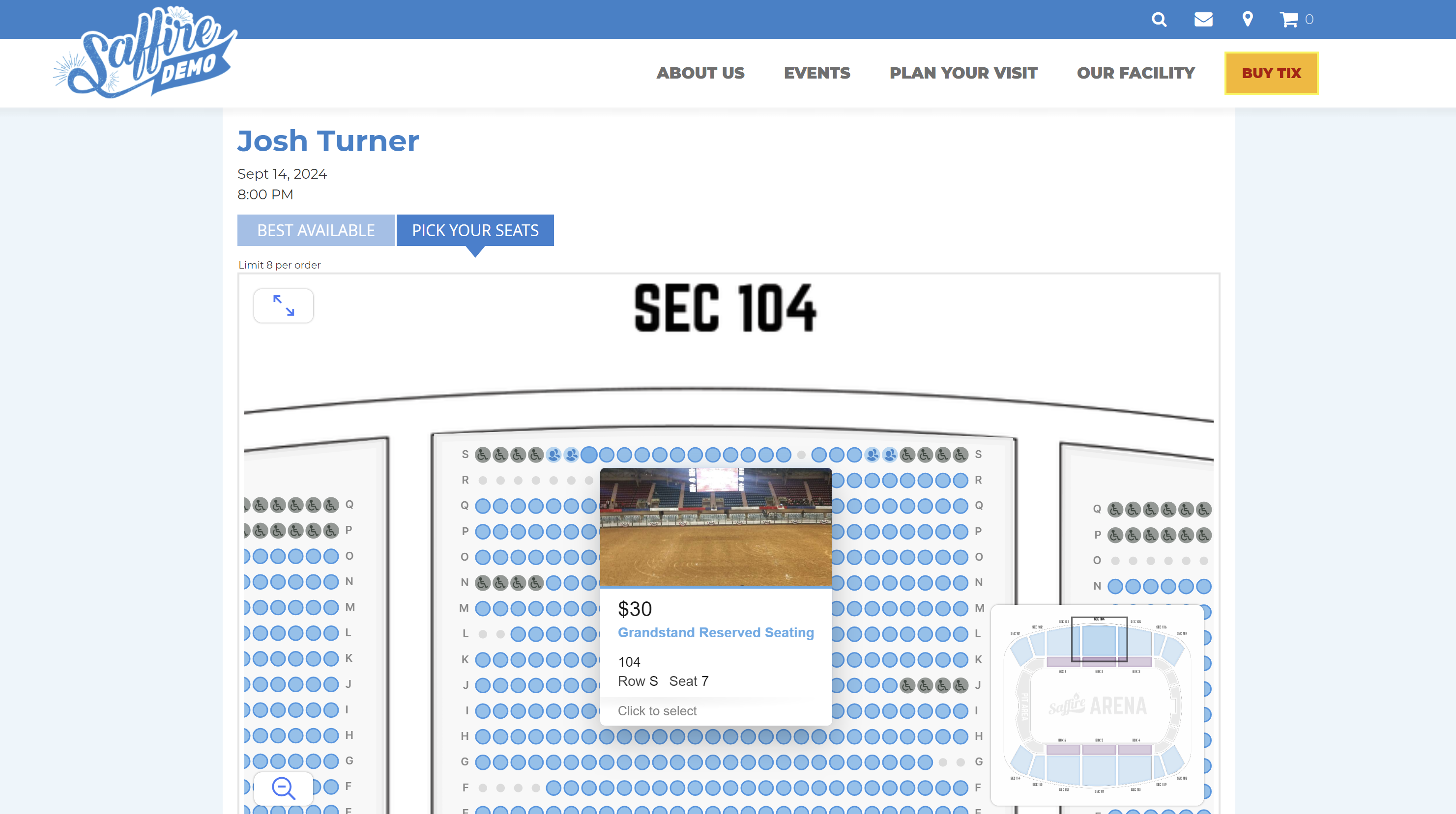 screenshot of SaffireTix
