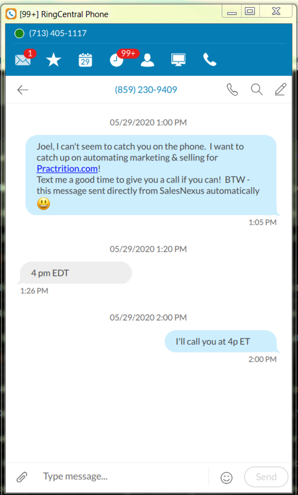 screenshot of SalesNexus