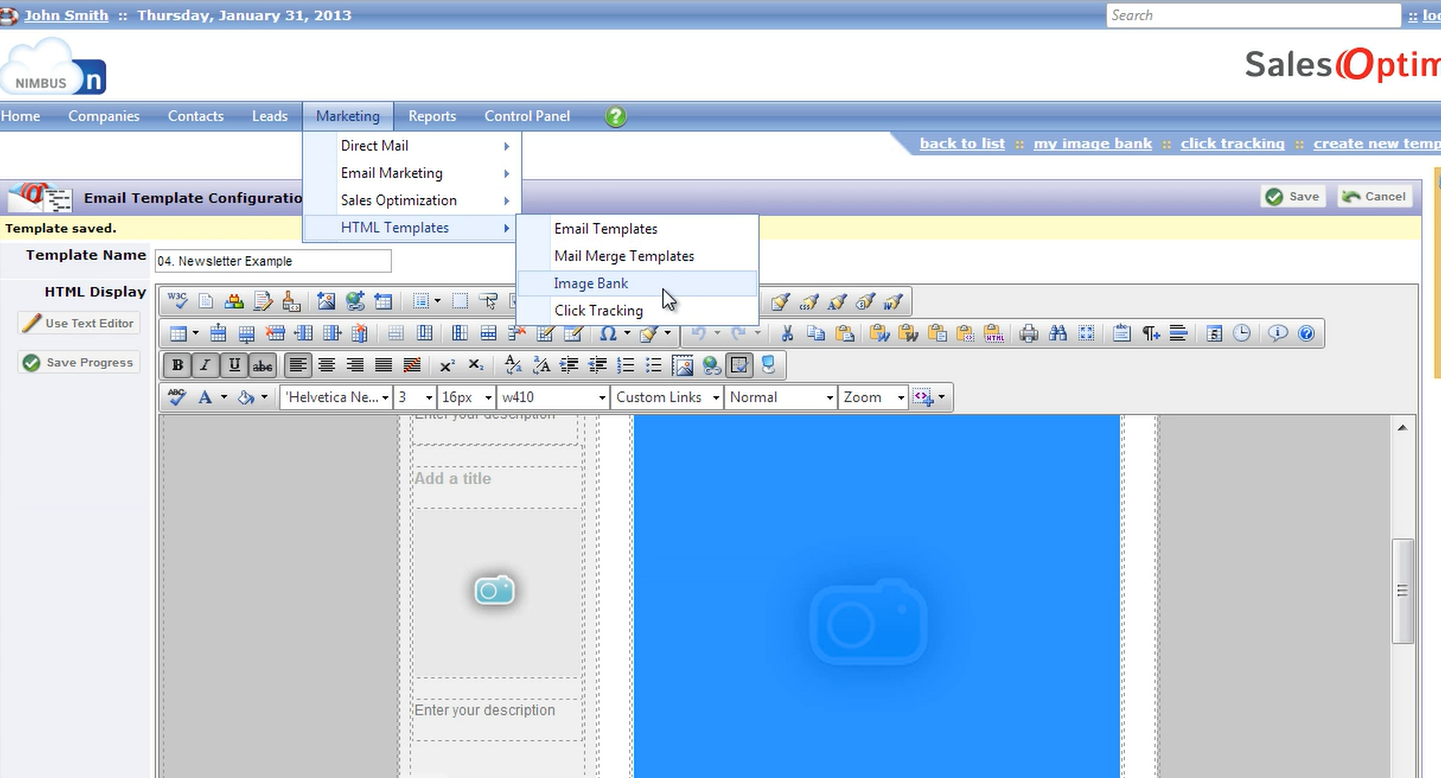 screenshot of SalesOptima