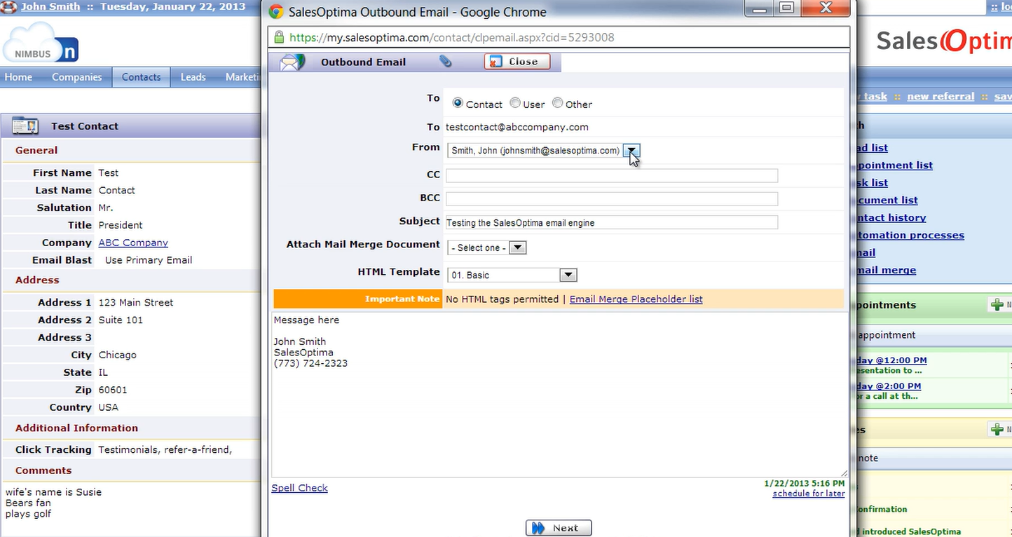 screenshot of SalesOptima