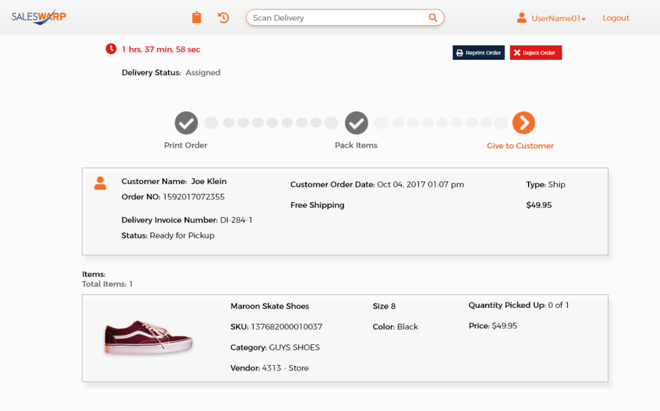 screenshot of SalesWarp
