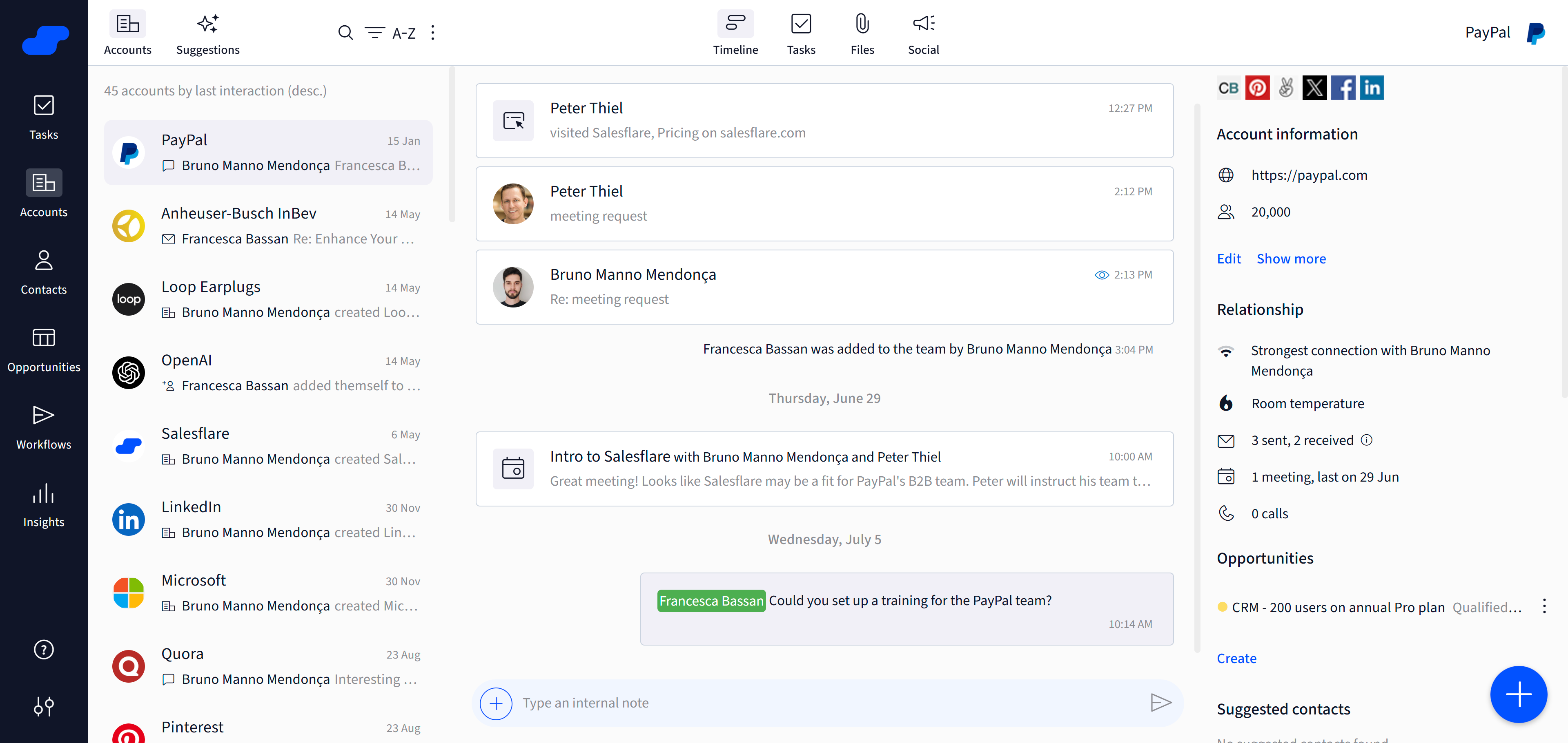 screenshot of Salesflare
