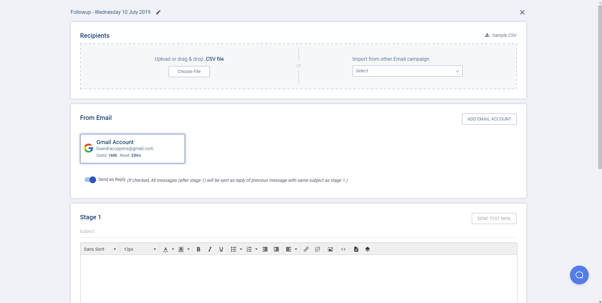 screenshot of Saleshandy