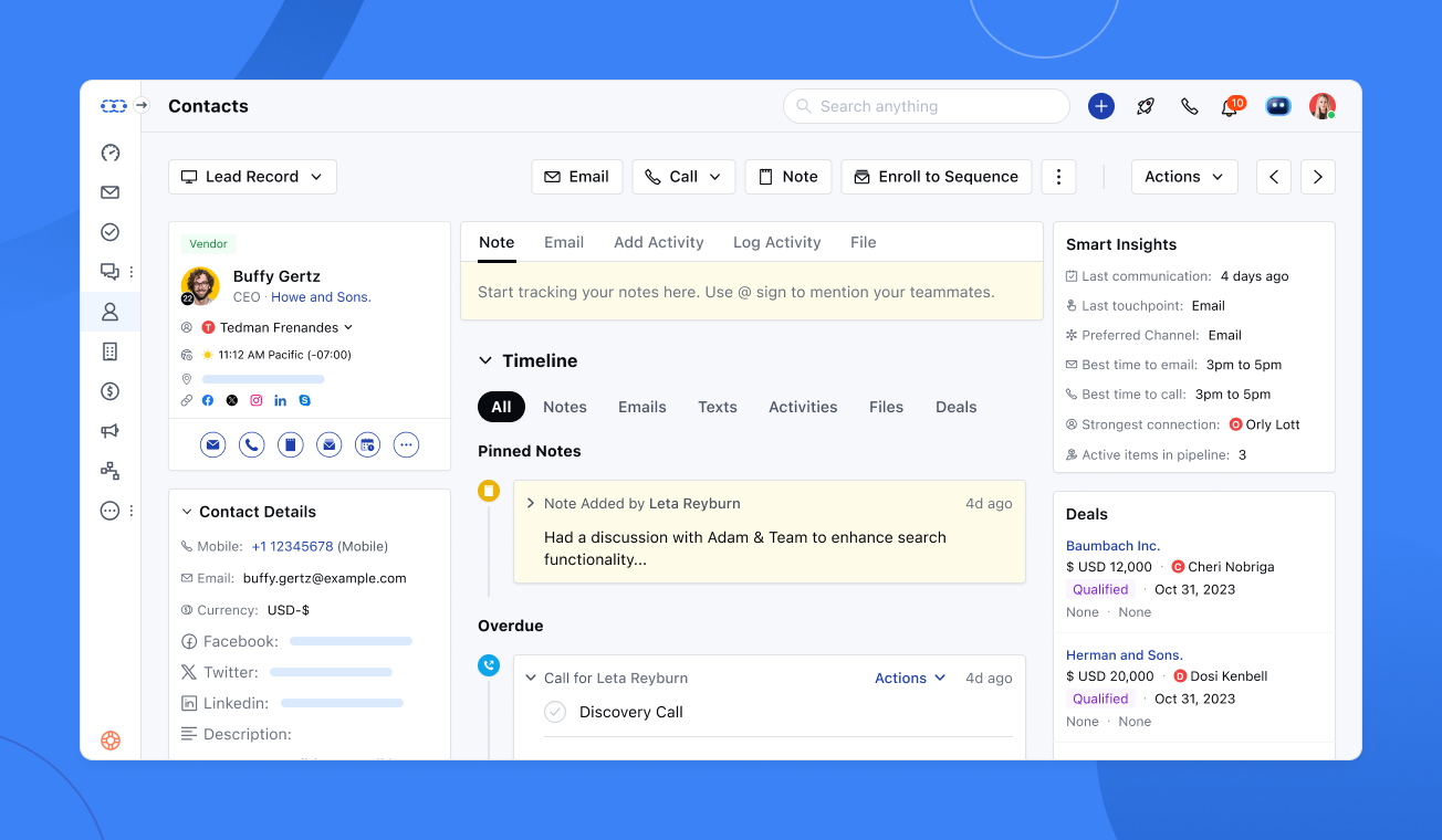 screenshot of Salesmate