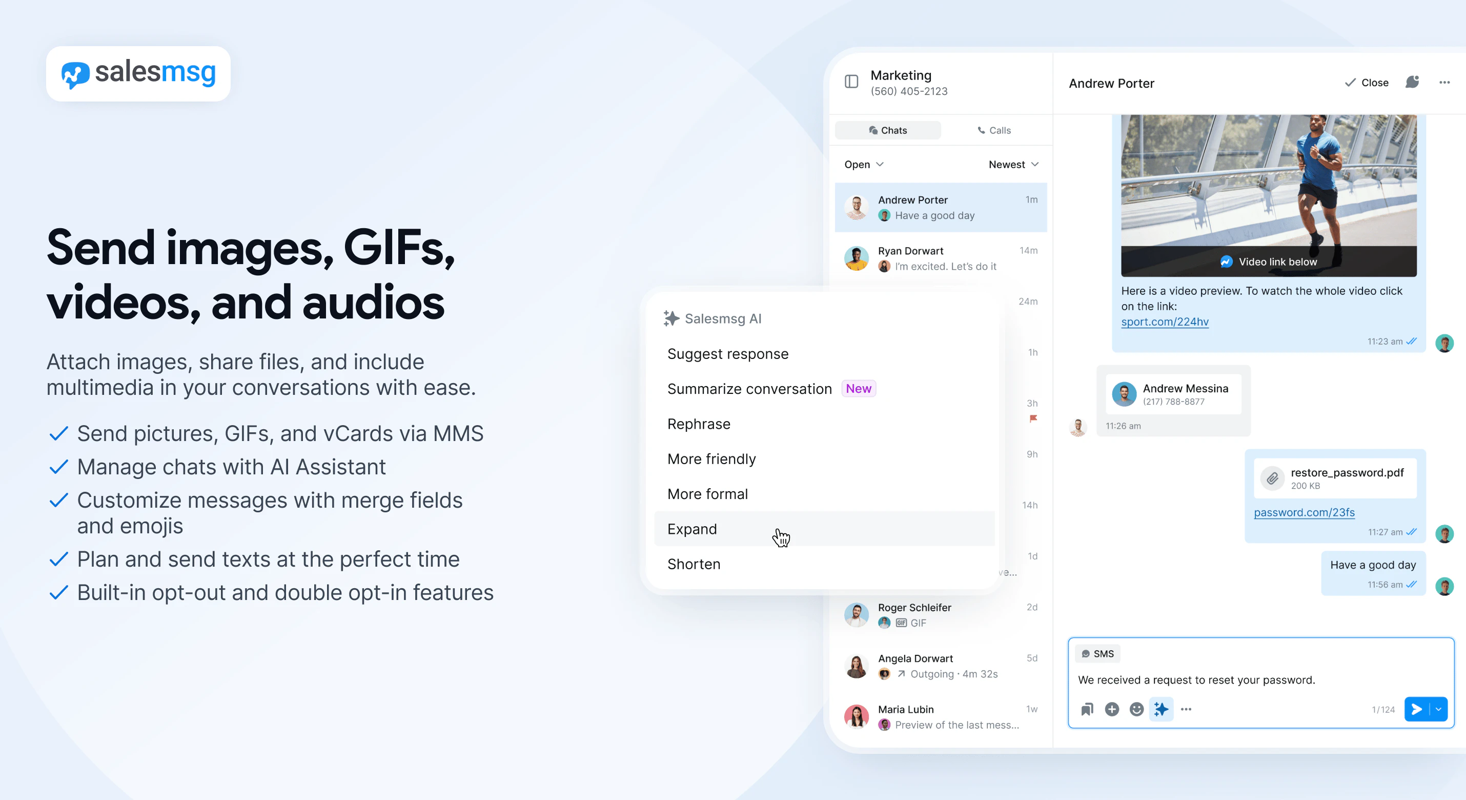 screenshot of Salesmsg