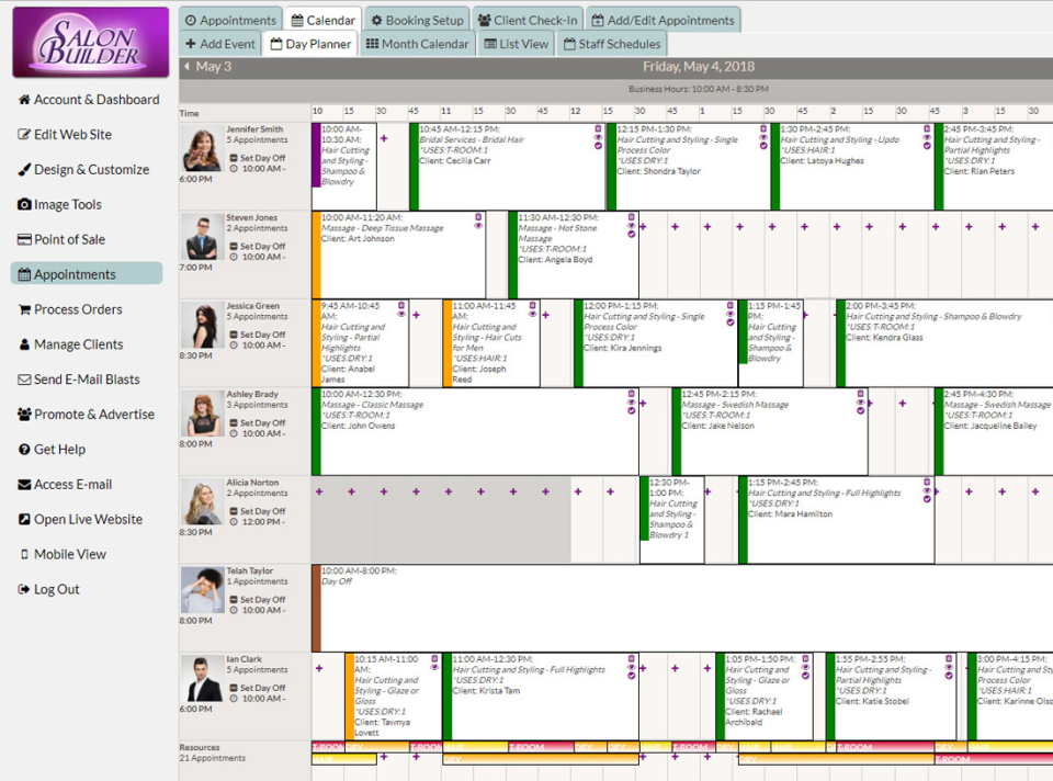 screenshot of SalonBuilder