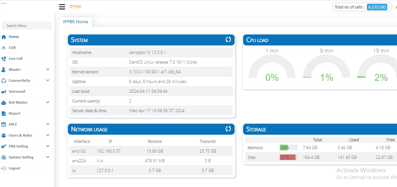 screenshot of SanIPPBX