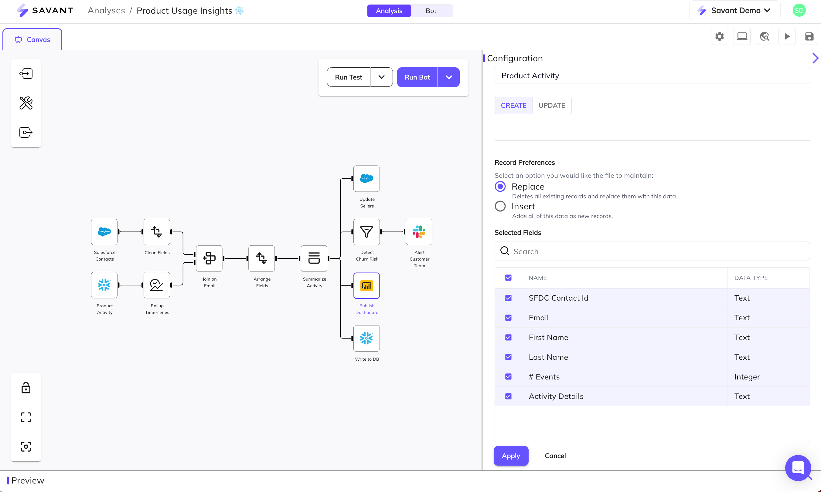 screenshot of Savant