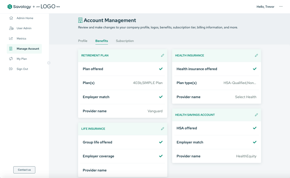 screenshot of Savology