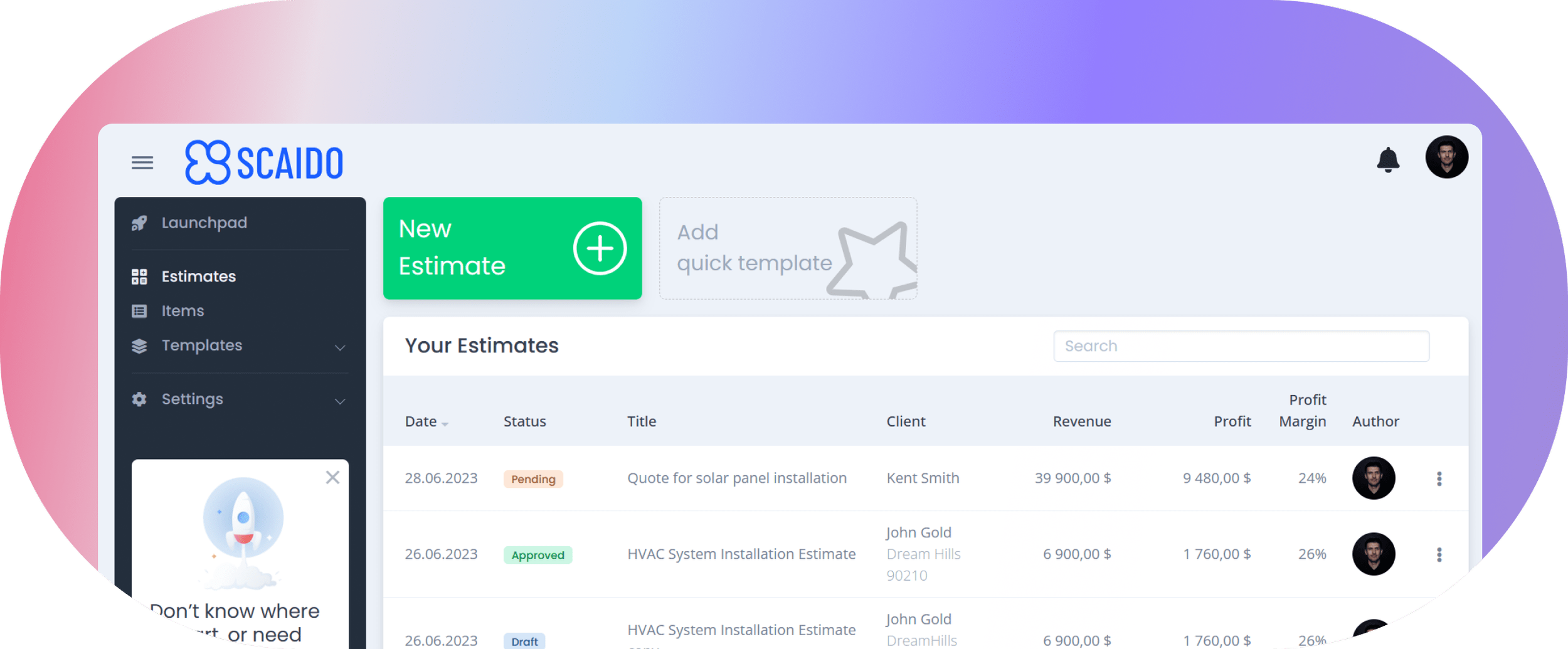 screenshot of Scaido