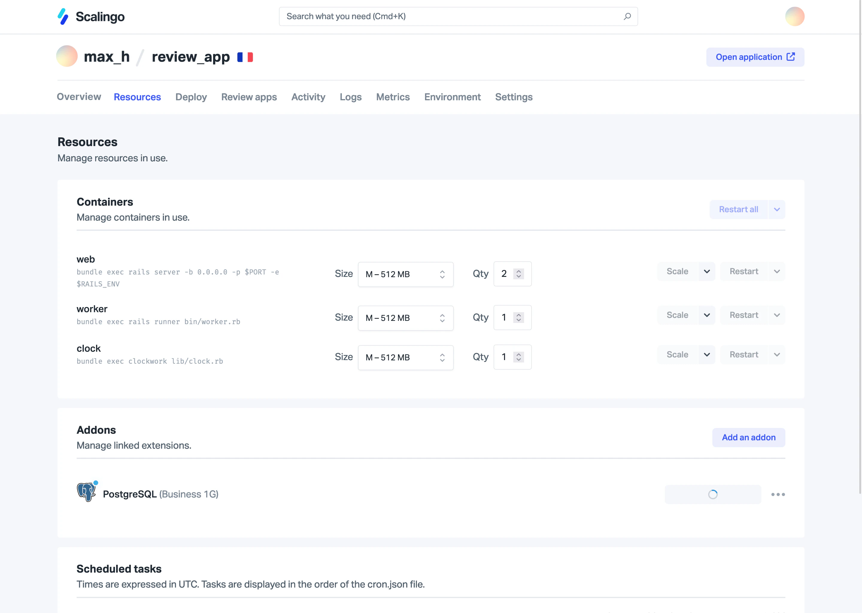 screenshot of Scalingo