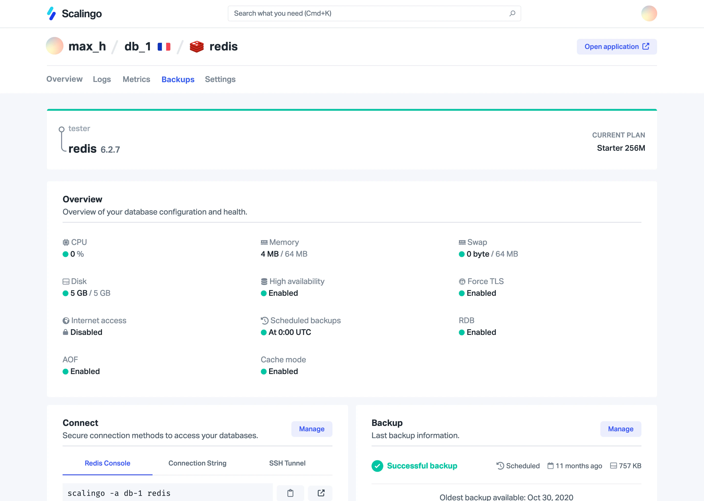 screenshot of Scalingo