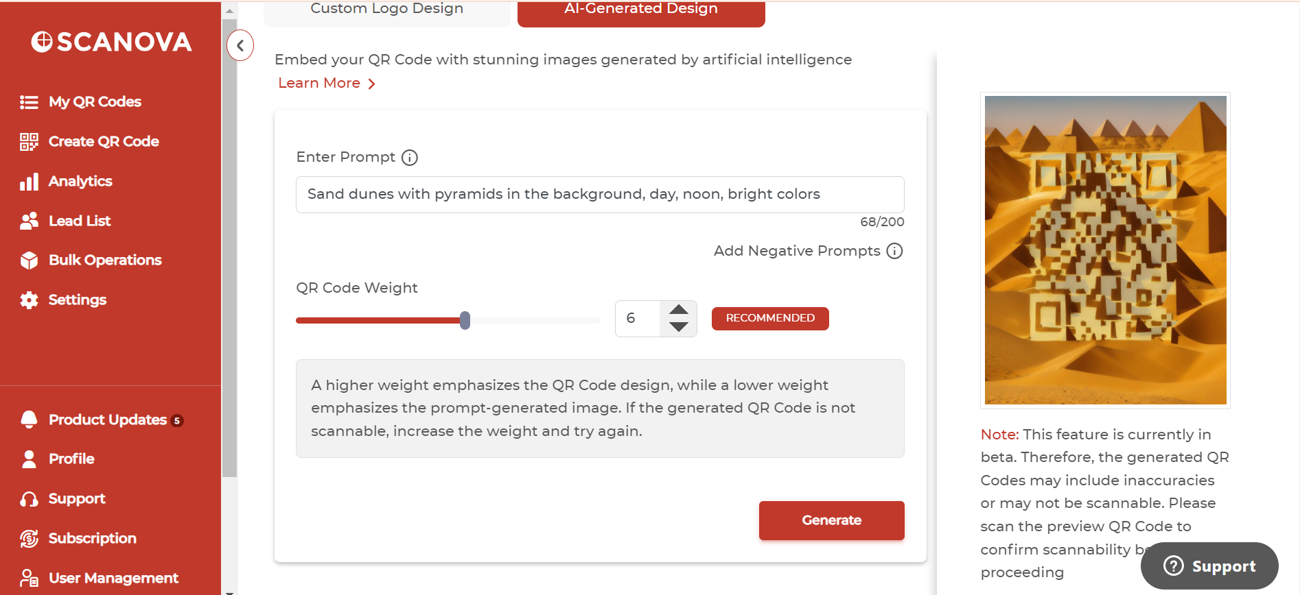 screenshot of Scanova