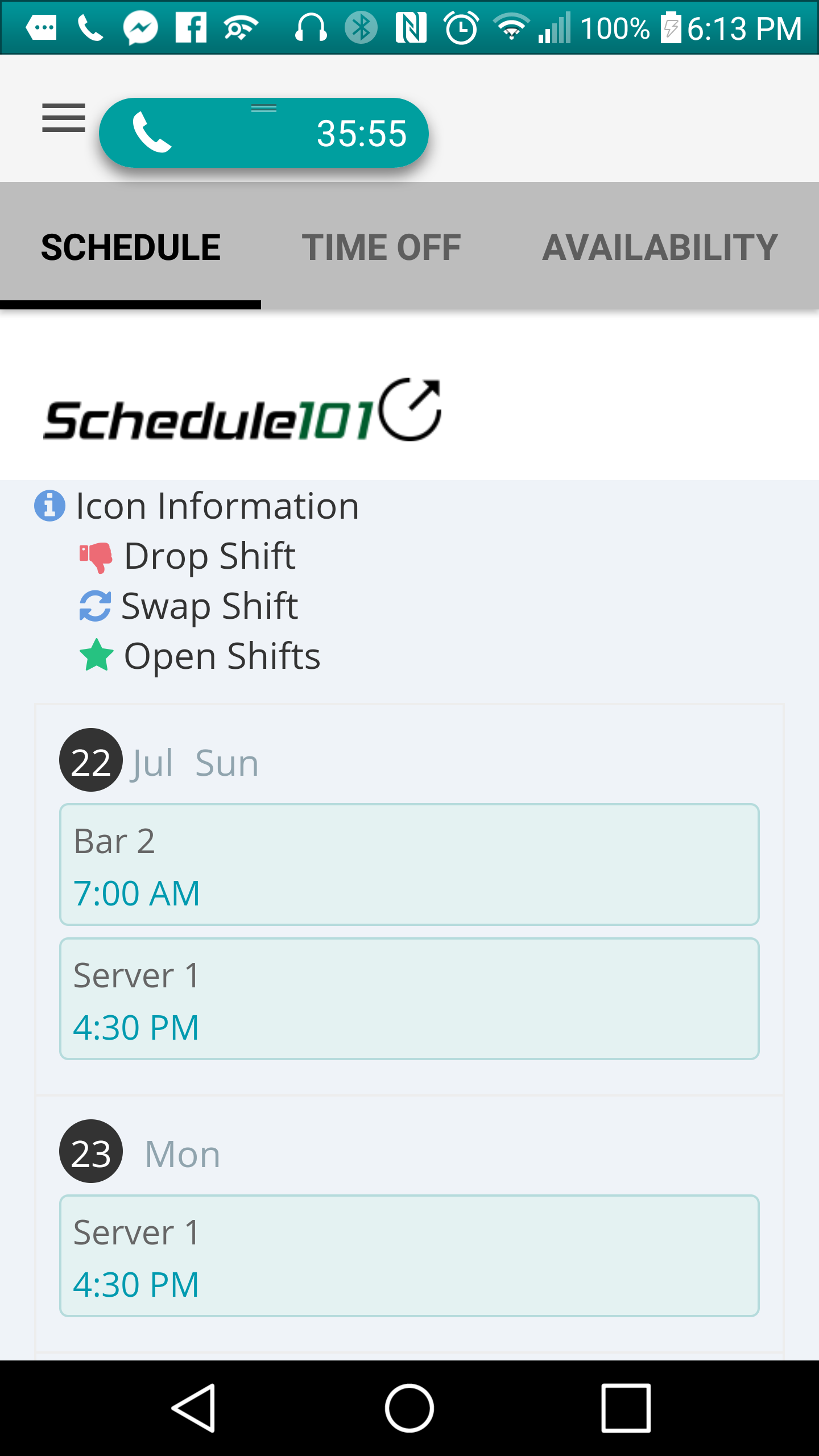 screenshot of Schedule101