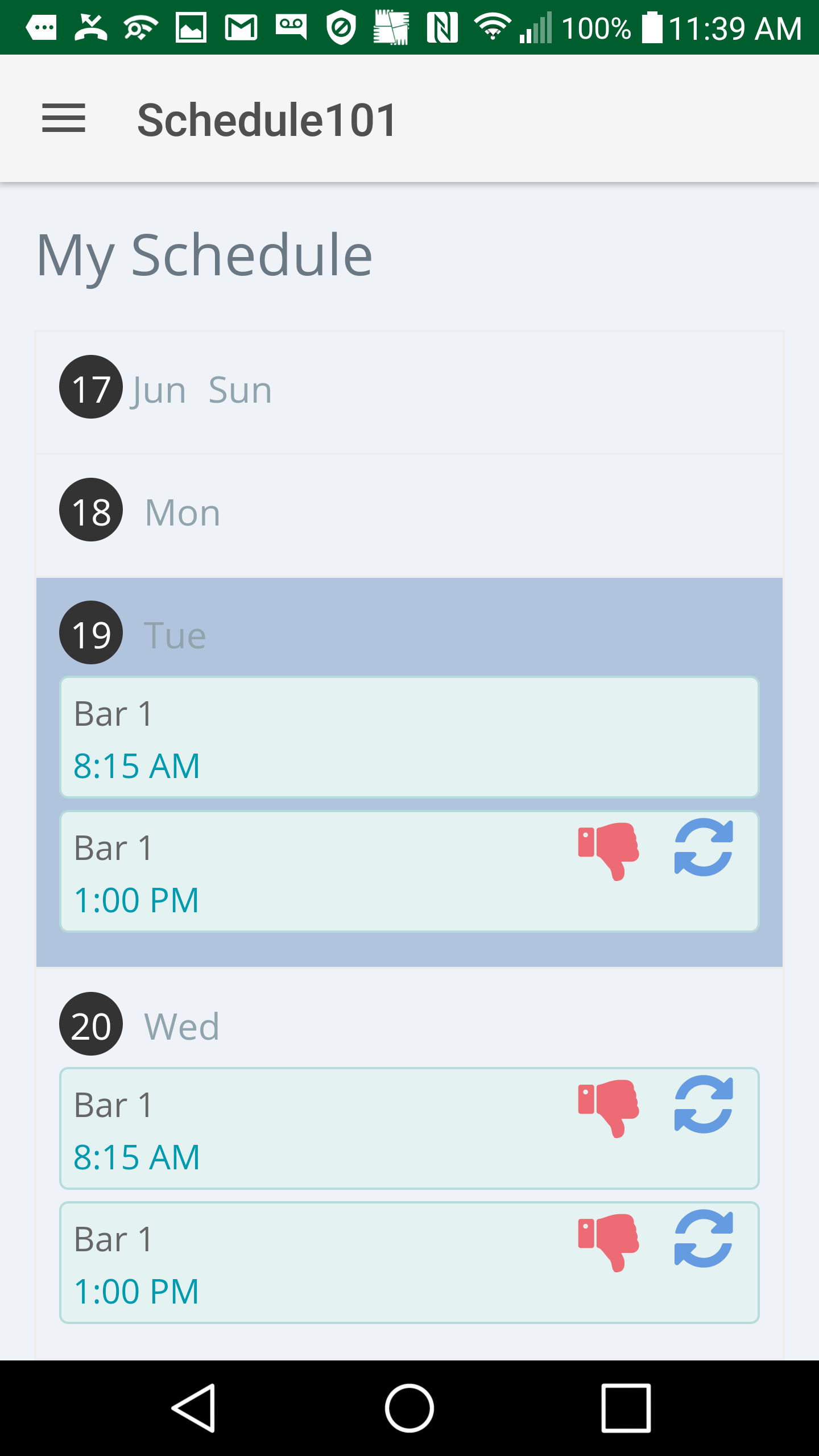 screenshot of Schedule101