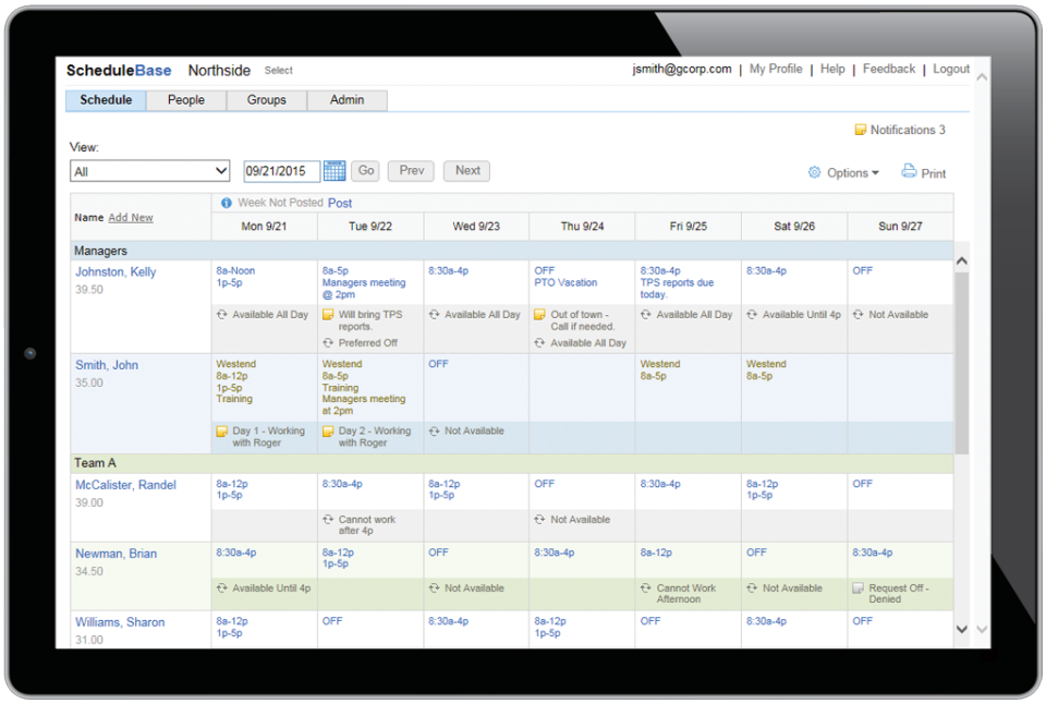 screenshot of ScheduleBase