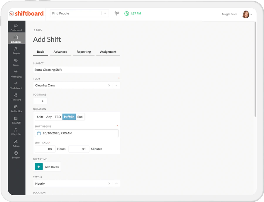 screenshot of ScheduleFlex