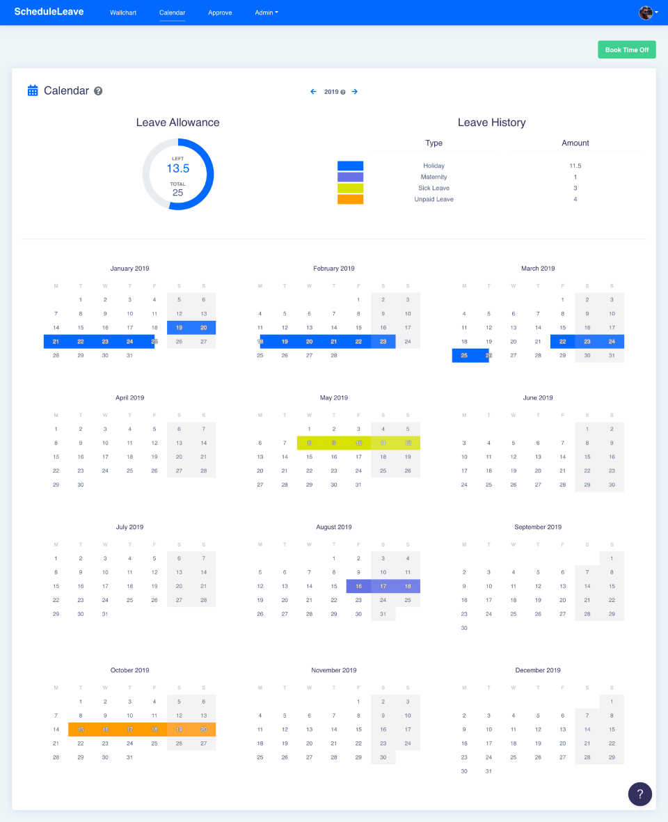 screenshot of ScheduleLeave
