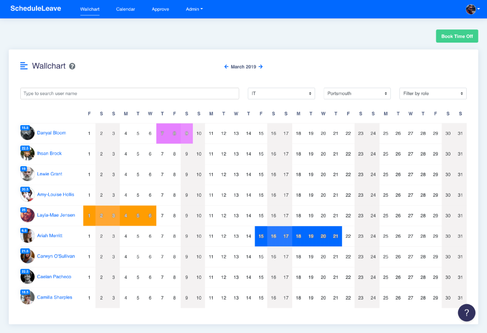 screenshot of ScheduleLeave