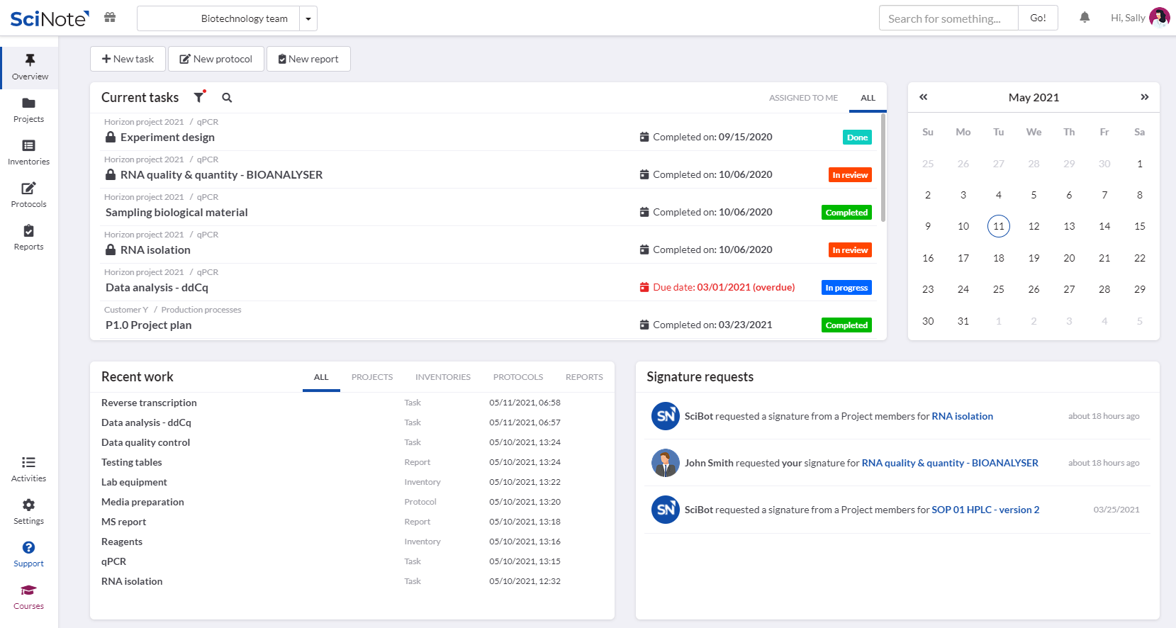 screenshot of SciNote