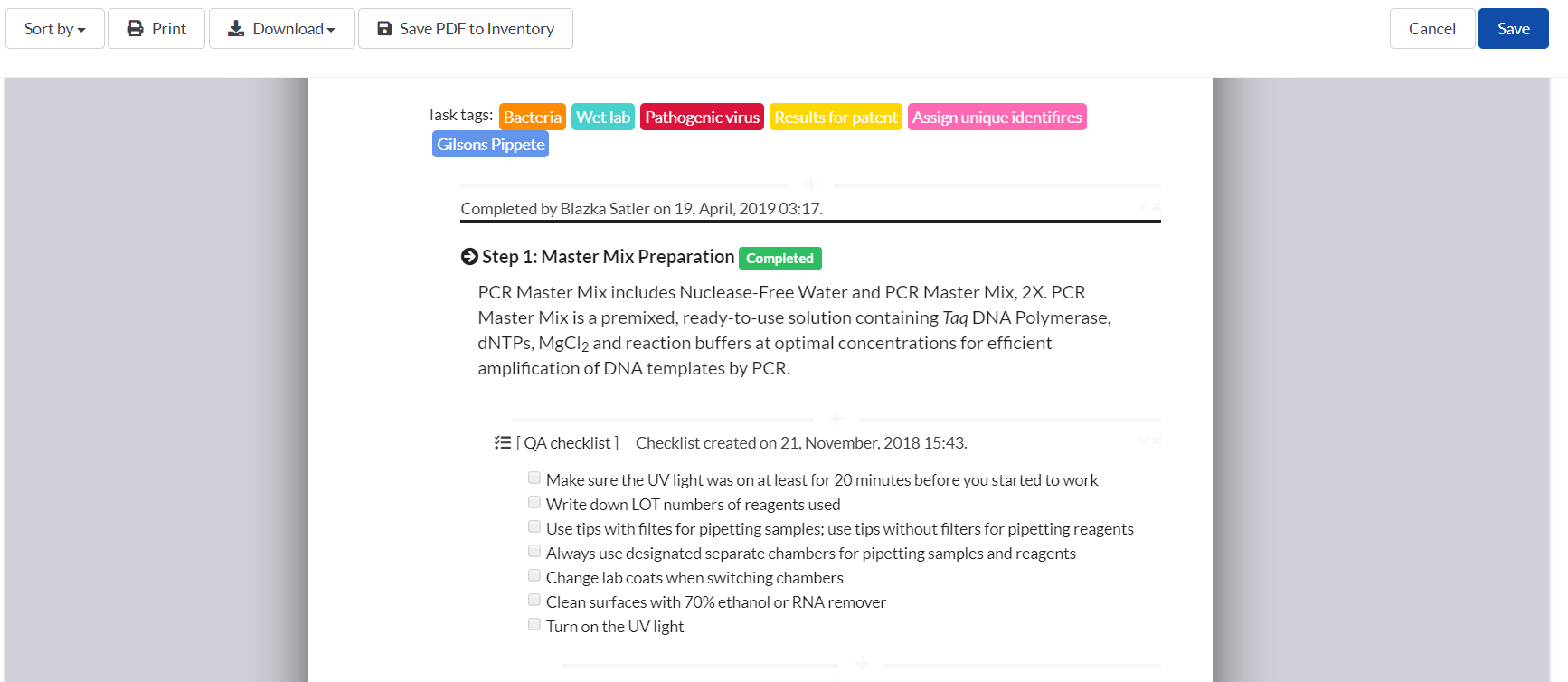 screenshot of SciNote