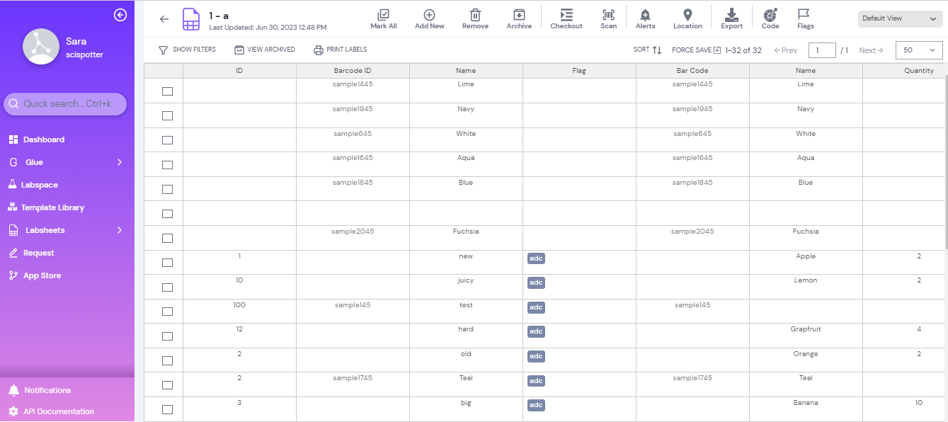 screenshot of Scispot