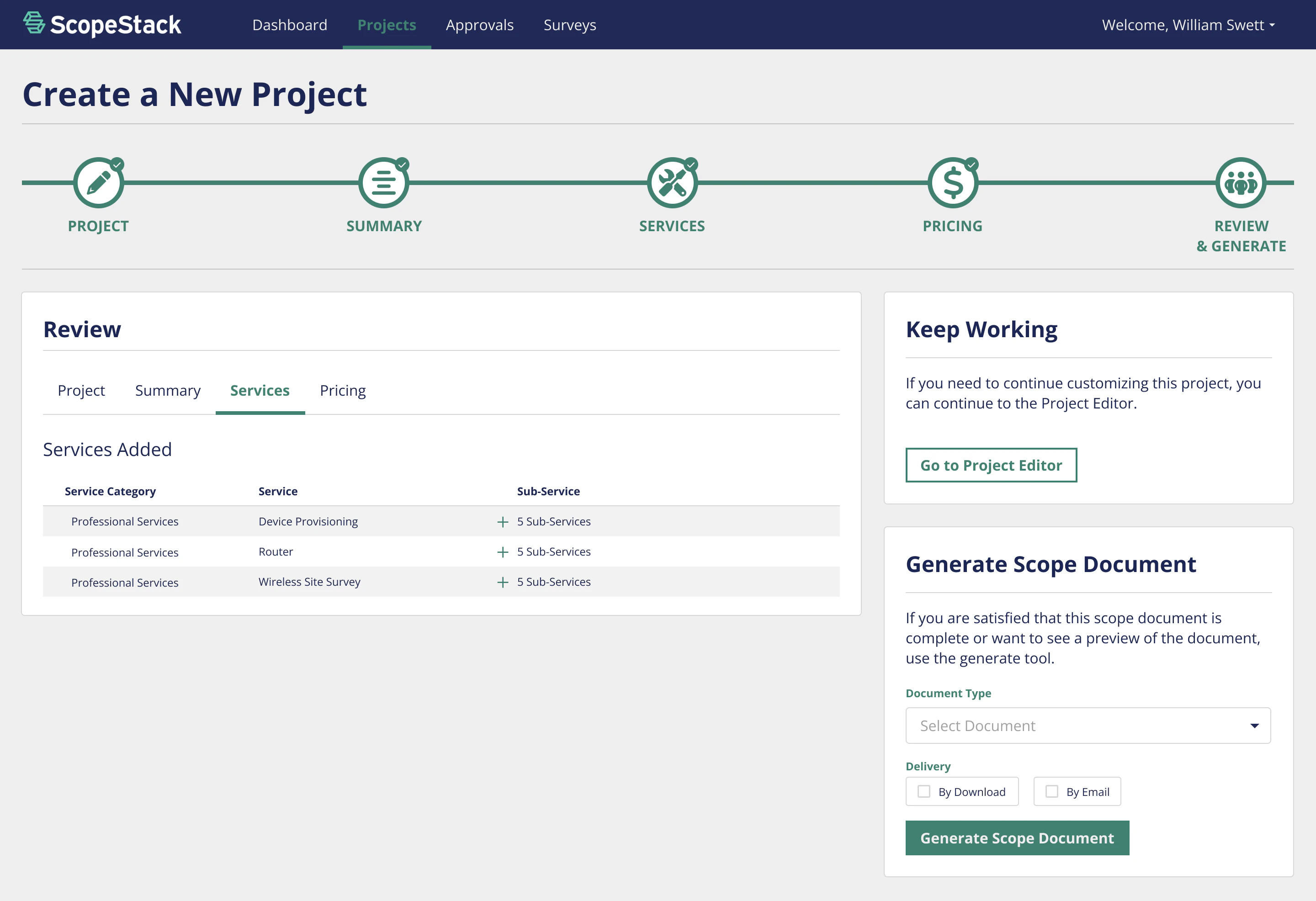 screenshot of ScopeStack