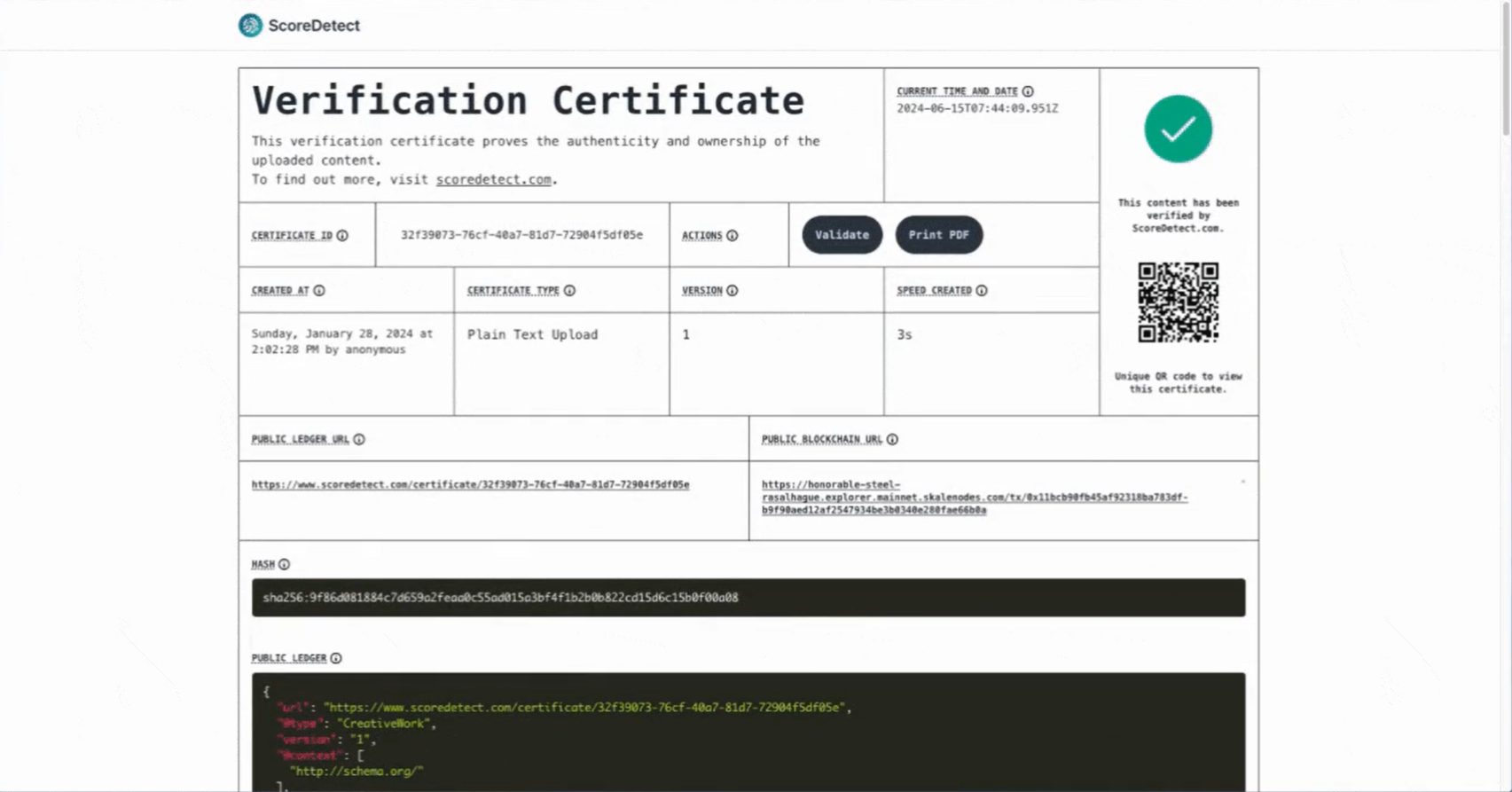 screenshot of ScoreDetect