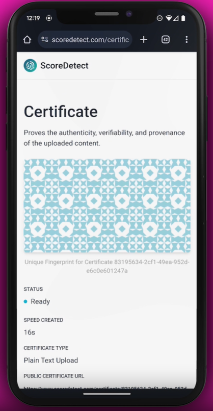 screenshot of ScoreDetect