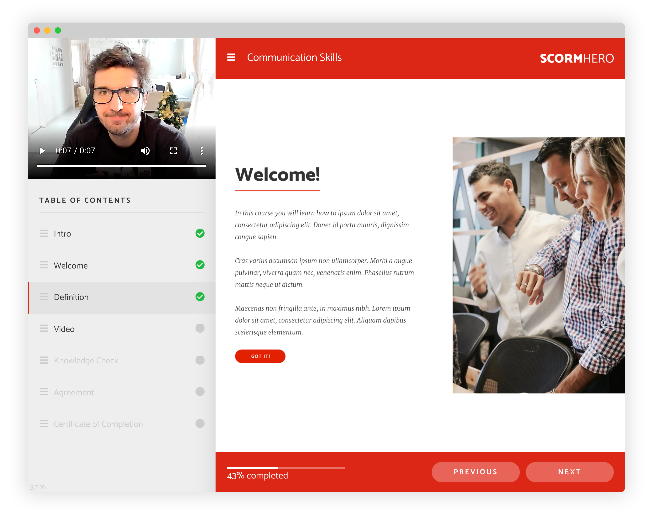 screenshot of ScormHero